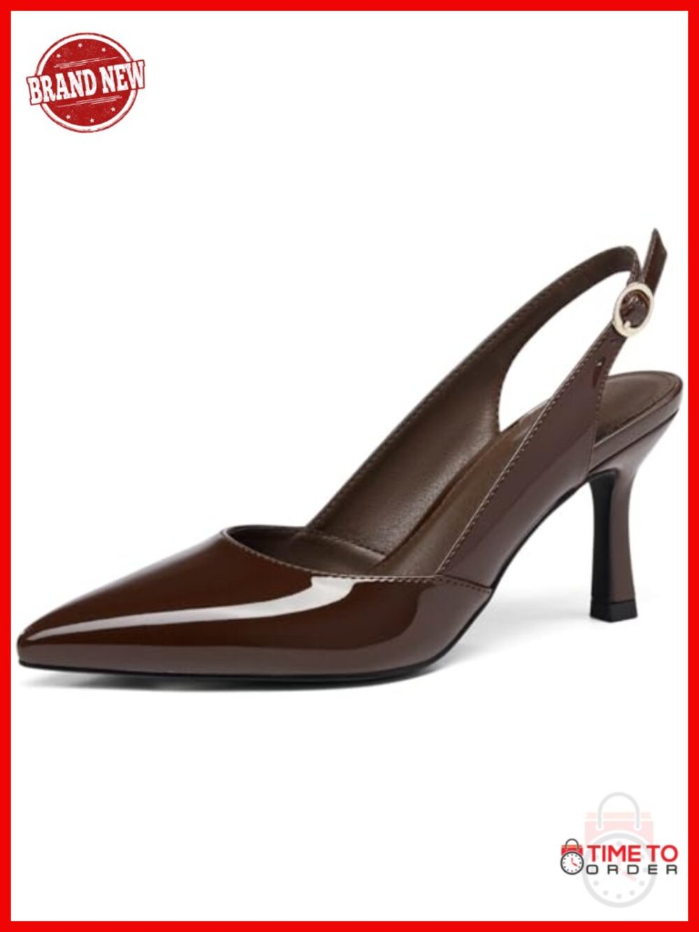 Women's Closed Pointed Toe Kitten Heel Slingback Pumps